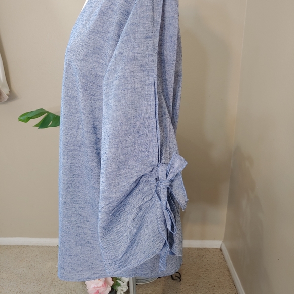 Linen Blend - Over sized Blouse with Bow Details - - Picture 3 of 7